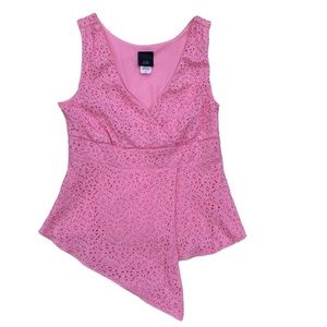 J.t.b Floral Lace Overlay Sleeveless Tank Top Pink MP